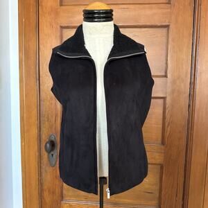 VTG Petite Sophisticate Faux Suede Sherpa Lined Vest Womens Size S